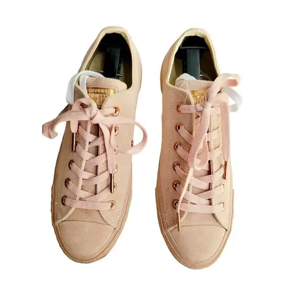 Converse Chuck Taylor Low Top Unisex Sneakers Bisque Blush Pink Suede W-8.5/M 7 - Picture 2 of 7